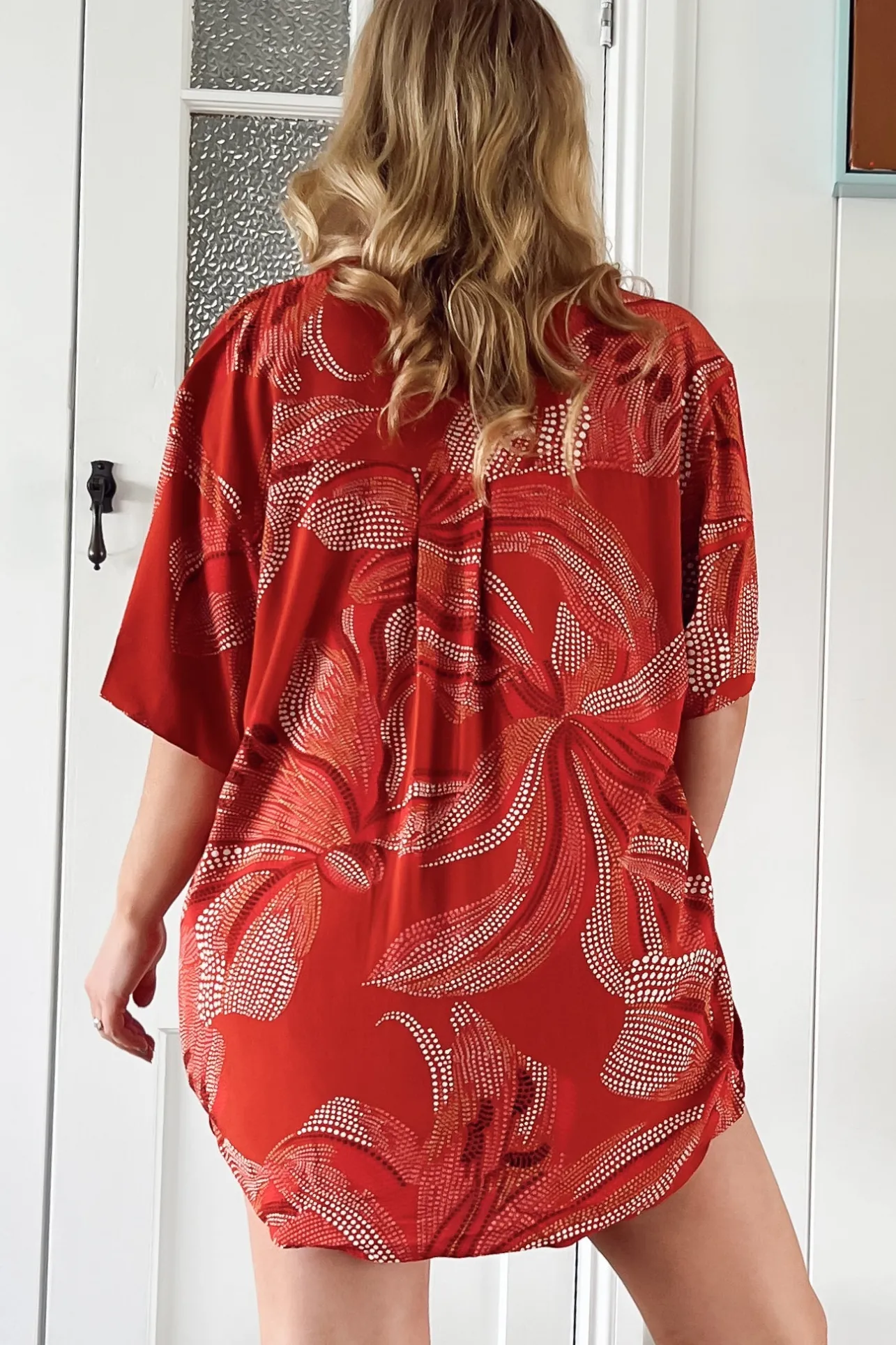Charlie Shorts - Elasticated High Waist Short with Scoop Hem and Pockets in Hibiscus Print>Jaase New