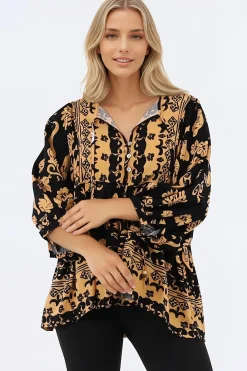 Chi Blouse - Balloon Sleeve Smock Blouse in Bronte Print><noscript><img width=