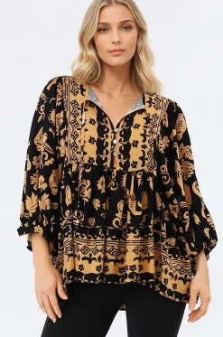 Chi Blouse - Balloon Sleeve Smock Blouse in Bronte Print><noscript><img width=