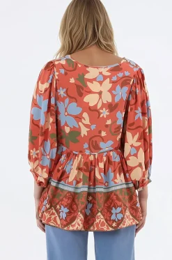 Chi Blouse - Balloon Sleeve Smock Blouse in Aella Print><noscript><img width=