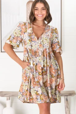 Chia Mini Dress - Babydoll Dress in Floral Avianna Print><noscript><img width=