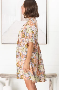 Chia Mini Dress - Babydoll Dress in Floral Avianna Print><noscript><img width=