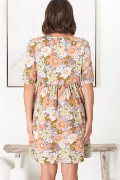 Chia Mini Dress - Babydoll Dress in Floral Avianna Print><noscript><img width=