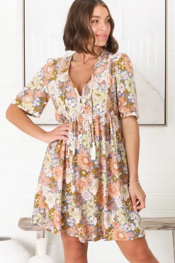 Chia Mini Dress - Babydoll Dress in Floral Avianna Print><noscript><img width=
