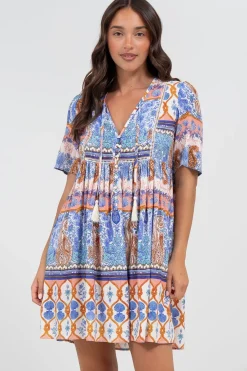 Chia Mini Dress - Babydoll Dress in Belly Print>Salty Crush Sale