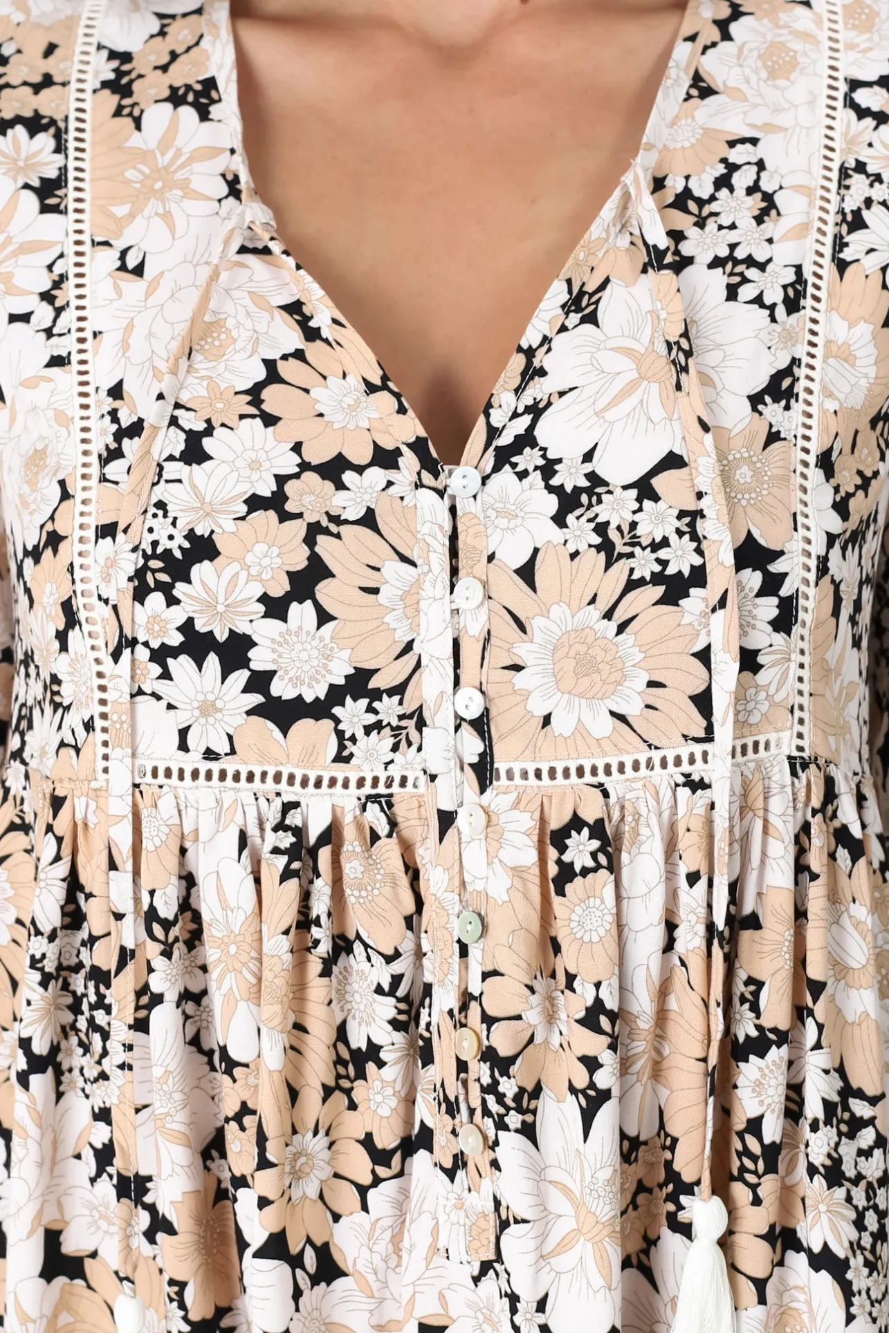 Chia Mini Dress - Babydoll Dress in Lyanna Print>Salty Crush Sale