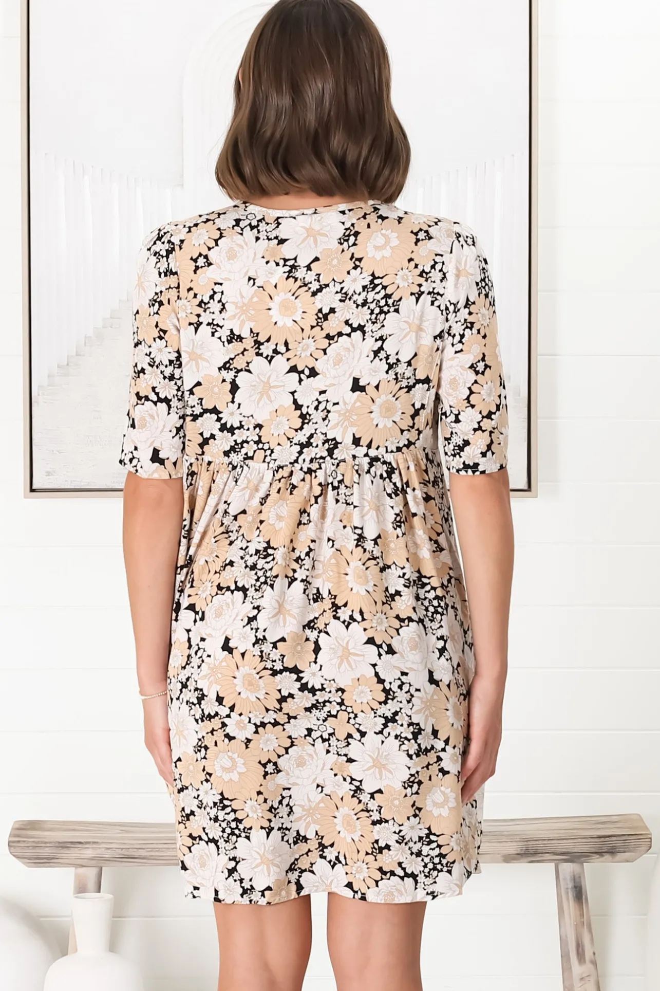 Chia Mini Dress - Babydoll Dress in Lyanna Print>Salty Crush Sale