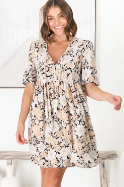 Chia Mini Dress - Babydoll Dress in Lyanna Print><noscript><img width=