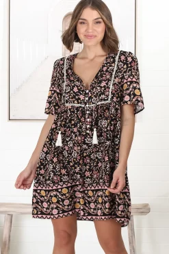 Chia Mini Dress - Babydoll Dress in Floral Amirah Print><noscript><img width=