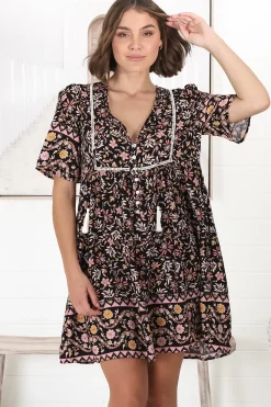 Chia Mini Dress - Babydoll Dress in Floral Amirah Print><noscript><img width=