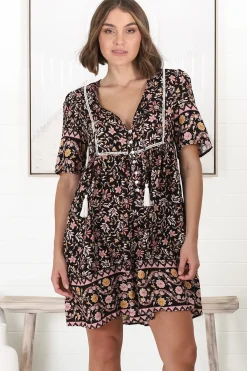 Chia Mini Dress - Babydoll Dress in Floral Amirah Print><noscript><img width=