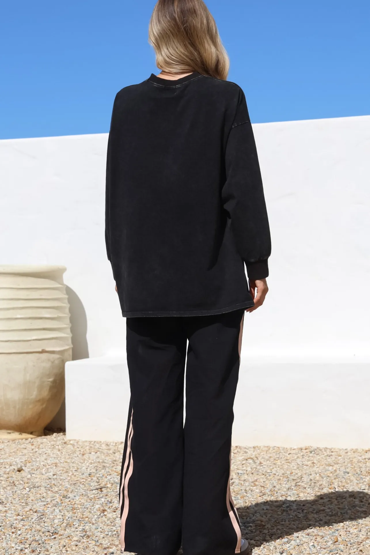 Chilli Lovers Set - Graphic Long Sleeve Top and Pants with Stripe Accent in Black>Salty Crush Best