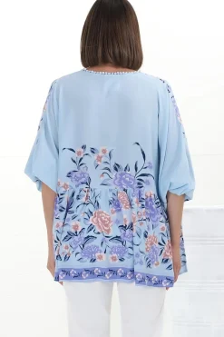 Chloe Top - Very Oversized Crochet Trim Neckline Smock Top in Heaven Print><noscript><img width=