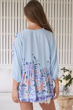 Chloe Top - Very Oversized Crochet Trim Neckline Smock Top in Heaven Print><noscript><img width=