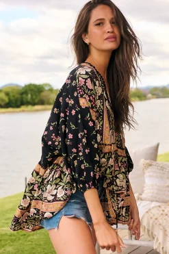 Chloe Top - Very Oversized Crochet Trim Neckline Smock Top in Eternity Print><noscript><img width=