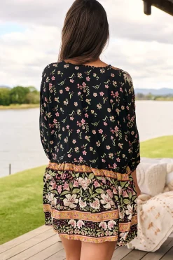 Chloe Top - Very Oversized Crochet Trim Neckline Smock Top in Eternity Print><noscript><img width=