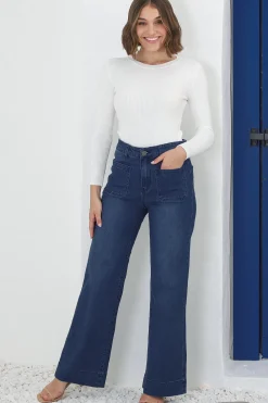 Cindy Wide Leg Jean in Dark Denim>Salty Crush Hot