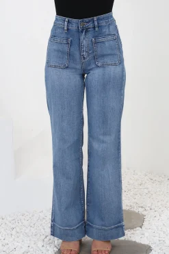 Cindy Wide Leg Jean in Mid Denim Wash><noscript><img width=