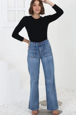 Cindy Wide Leg Jean in Mid Denim Wash><noscript><img width=