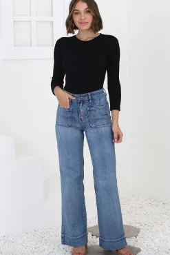 Cindy Wide Leg Jean in Mid Denim Wash><noscript><img width=