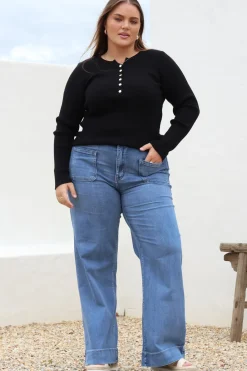 Cindy Wide Leg Jean in Mid Denim Wash><noscript><img width=