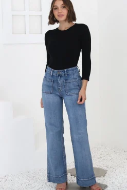 Cindy Wide Leg Jean in Mid Denim Wash><noscript><img width=