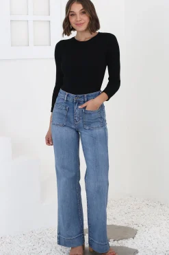 Cindy Wide Leg Jean in Mid Denim Wash><noscript><img width=
