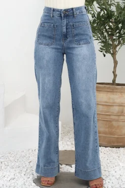 Cindy Wide Leg Jean in Stone Wash Denim><noscript><img width=