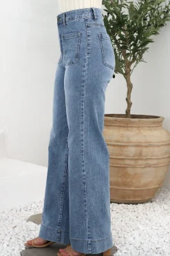 Cindy Wide Leg Jean in Stone Wash Denim><noscript><img width=