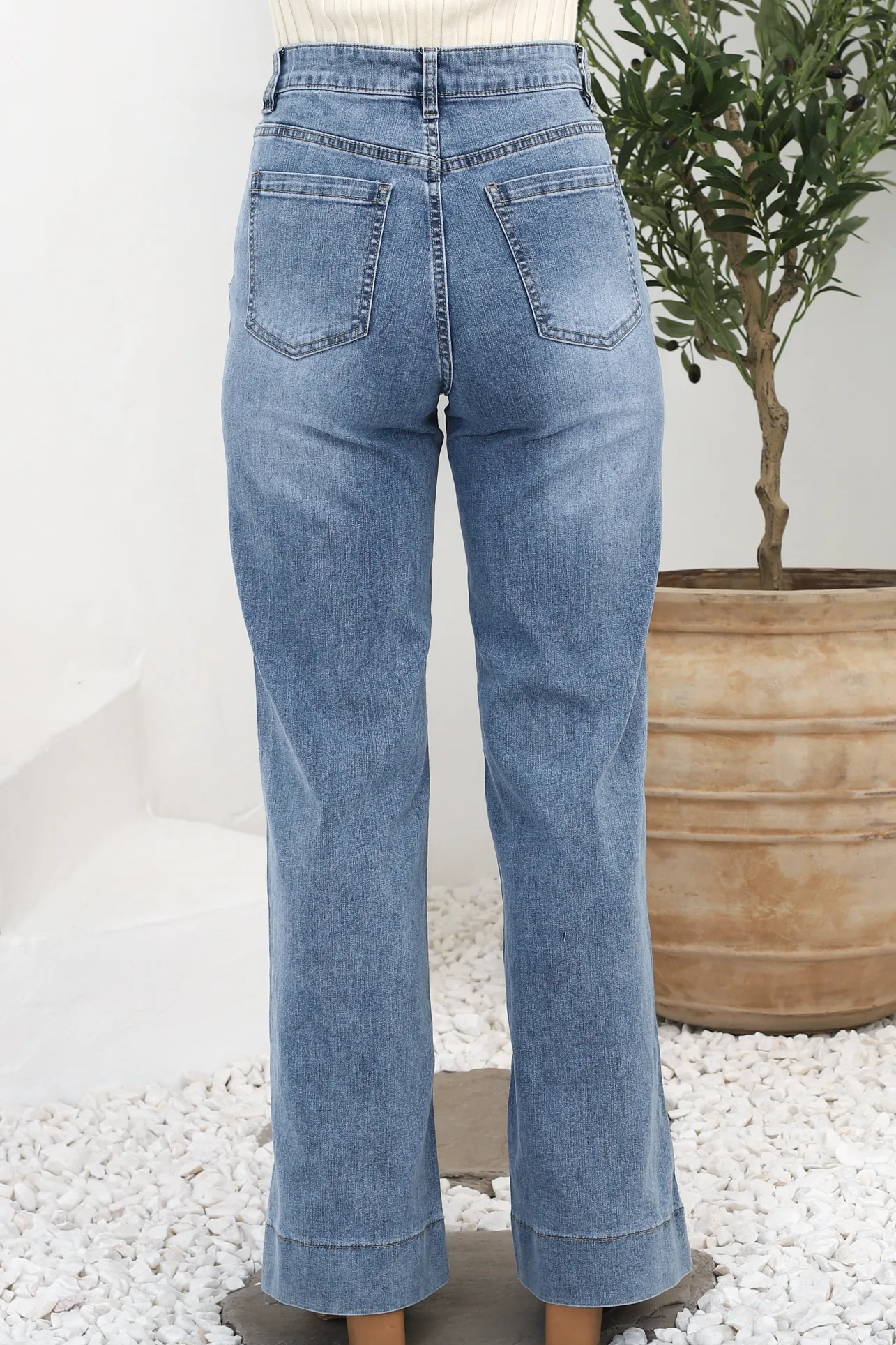 Cindy Wide Leg Jean in Stone Wash Denim>Salty Crush
