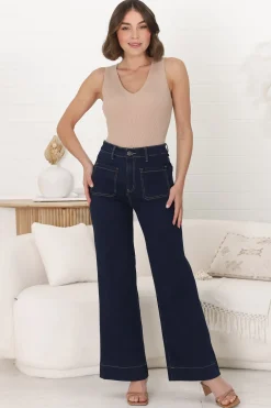 Cindy Wide Leg Jeans in Indigo>Salty Crush Discount