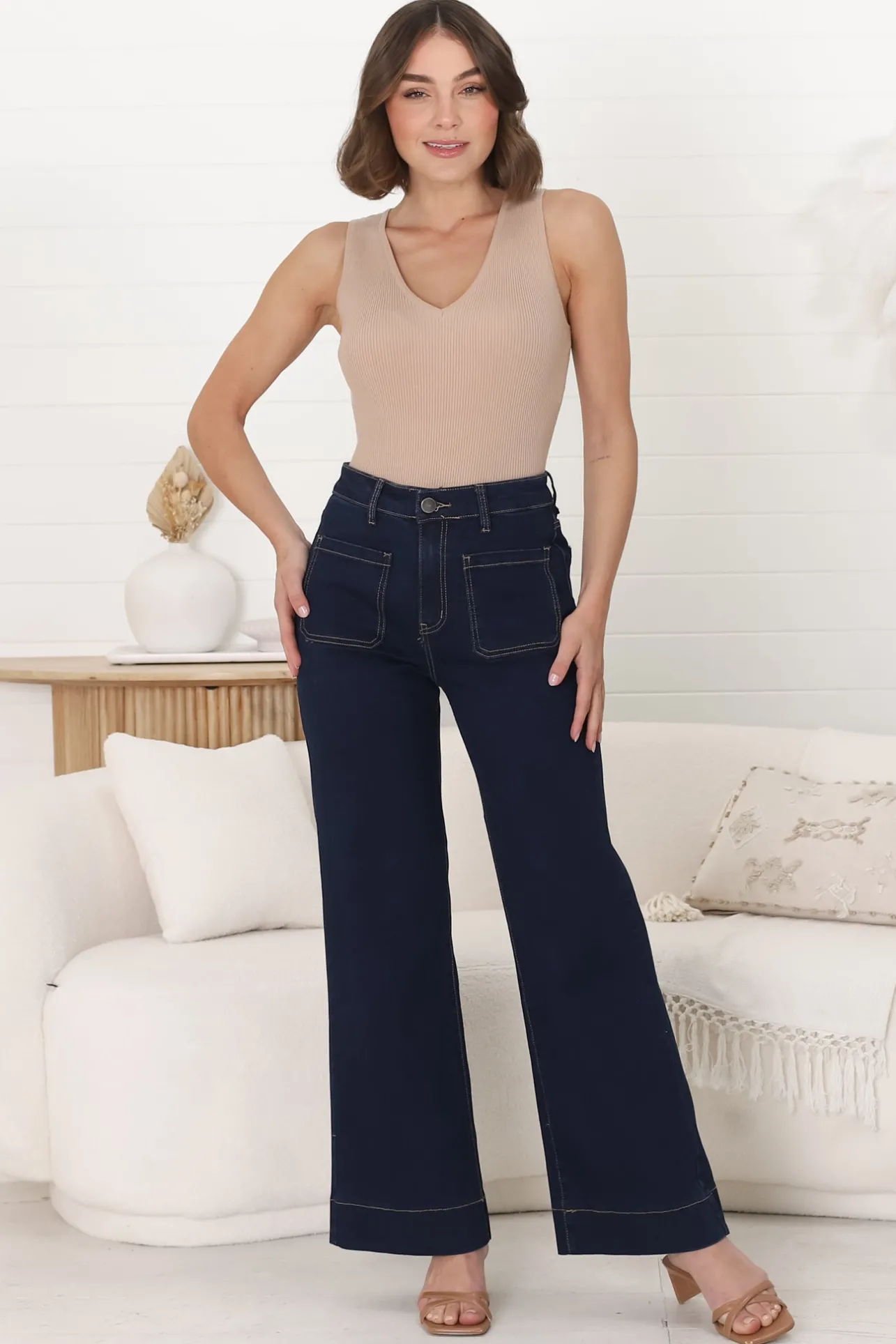 Cindy Wide Leg Jeans in Indigo>Salty Crush Discount