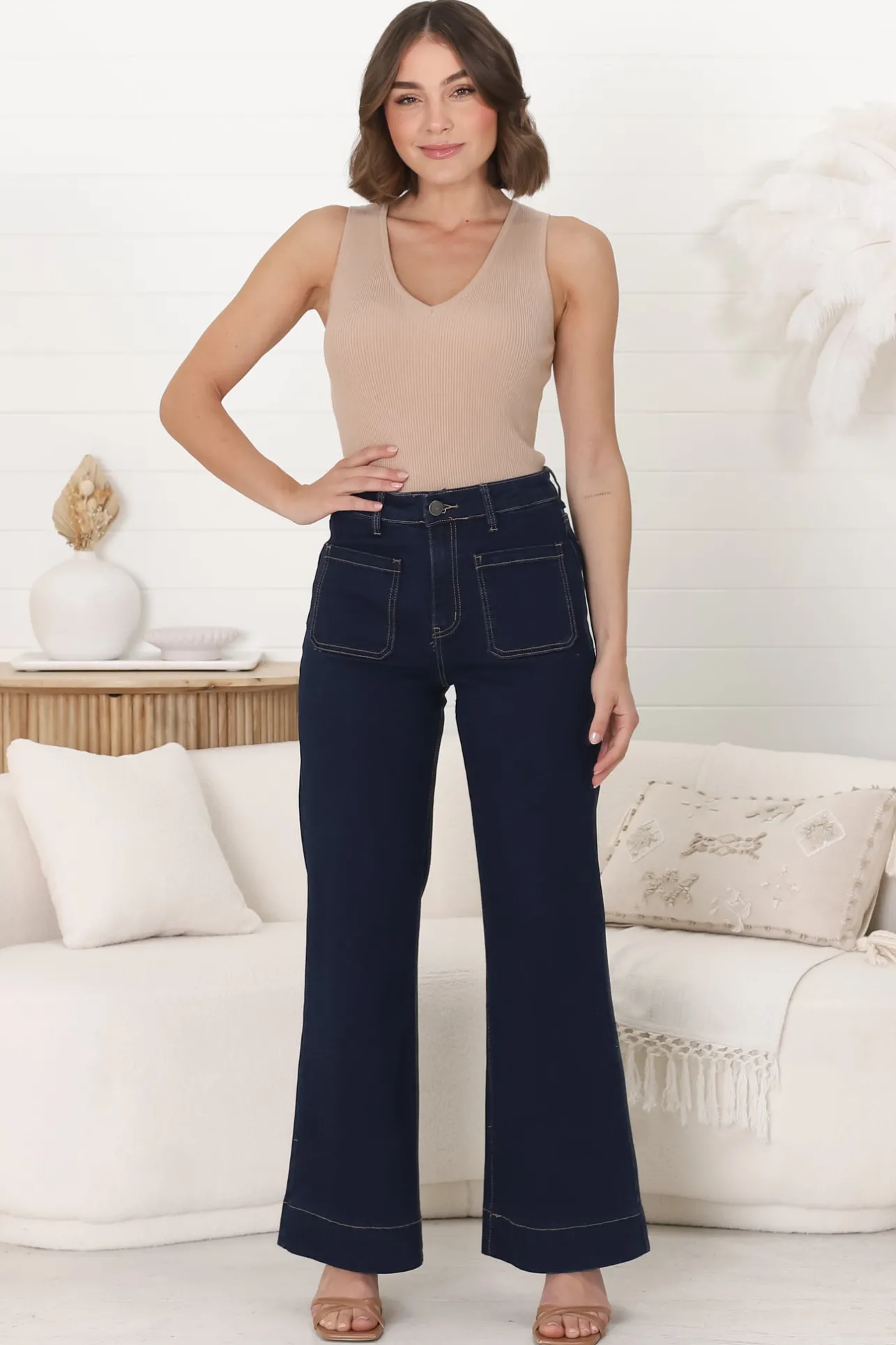 Cindy Wide Leg Jeans in Indigo>Salty Crush Discount