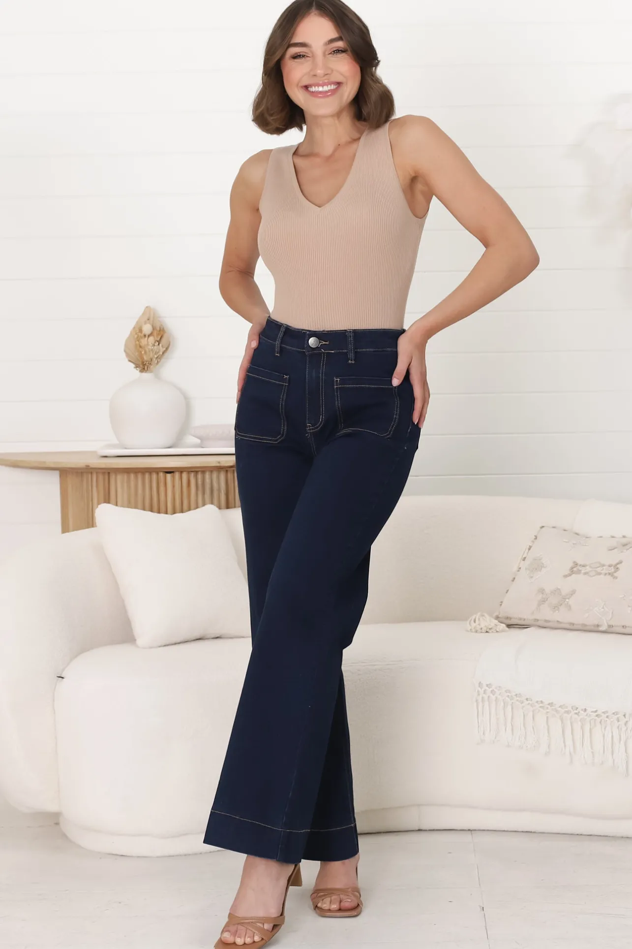Cindy Wide Leg Jeans in Indigo>Salty Crush Discount