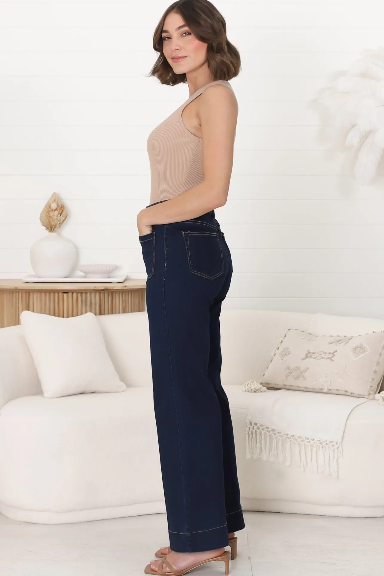 Cindy Wide Leg Jeans in Indigo>Salty Crush Discount