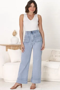 Cindy-Lou Wide Leg Jean in Light Denim>Salty Crush New