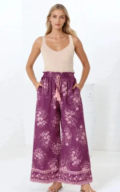 Colson Pants - High Waist Wide Leg Pant in Briella Print Berry><noscript><img width=