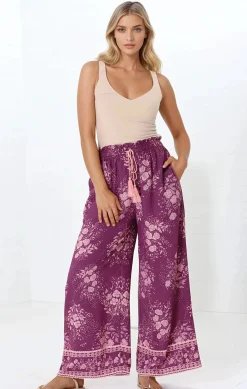 Colson Pants - High Waist Wide Leg Pant in Briella Print Berry><noscript><img width=