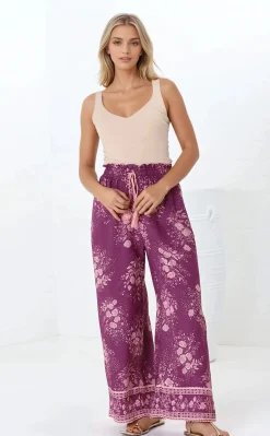 Colson Pants - High Waist Wide Leg Pant in Briella Print Berry><noscript><img width=