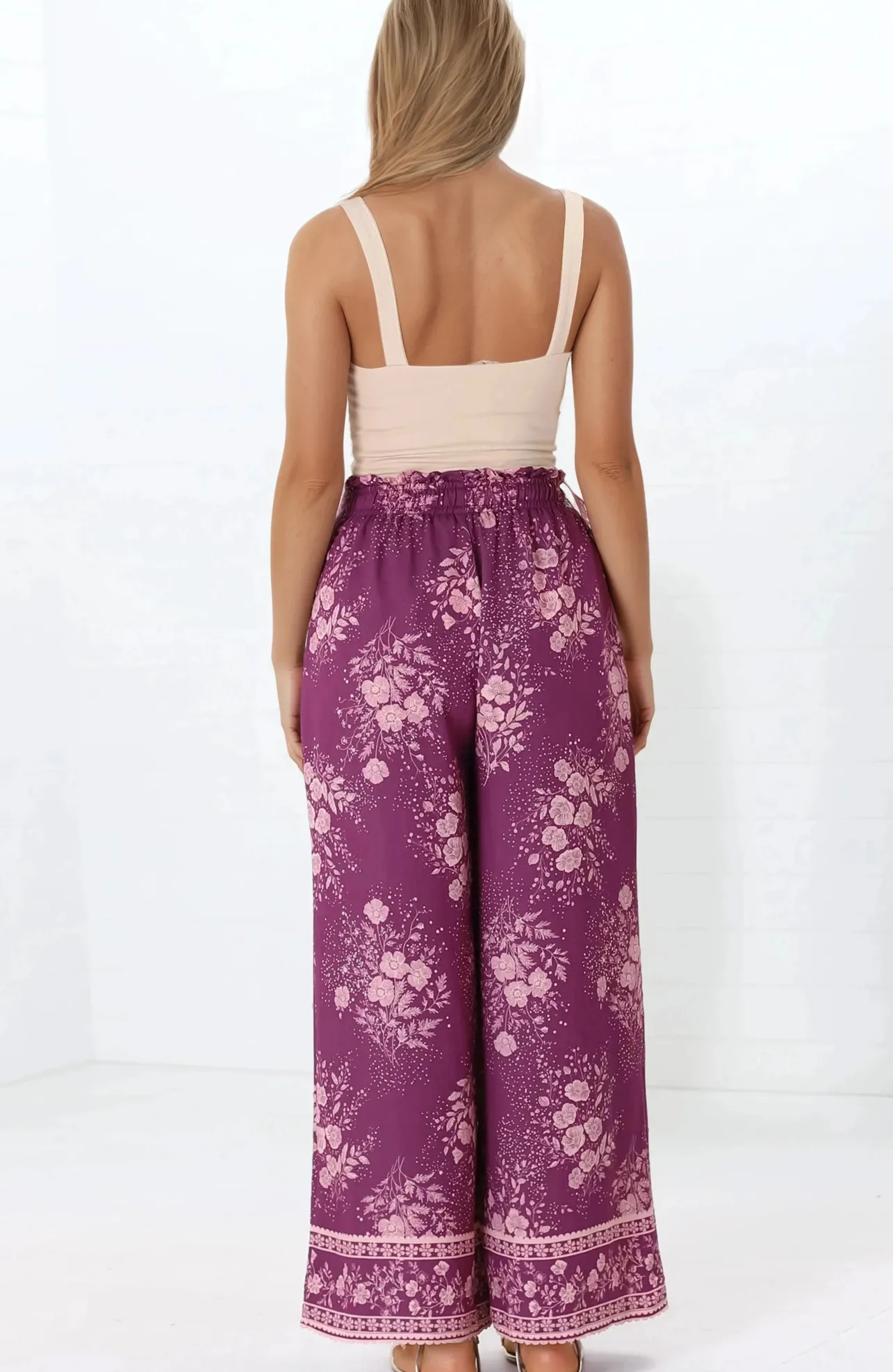 Colson Pants - High Waist Wide Leg Pant in Briella Print Berry>Salty Crush Online
