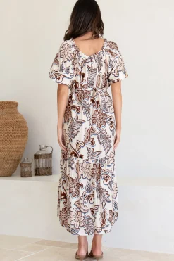 Criselda Maxi Dress - On or Off Shoulder Ballon Sleeve Dress in Palermo Print><noscript><img width=