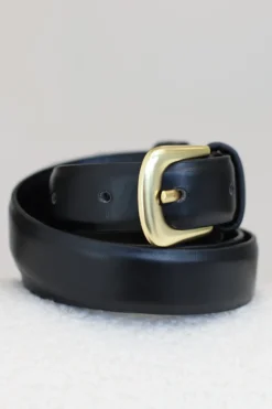 Cruz PU Leather Gold Buckle Thin Belt Set - Black/Brown><noscript><img width=