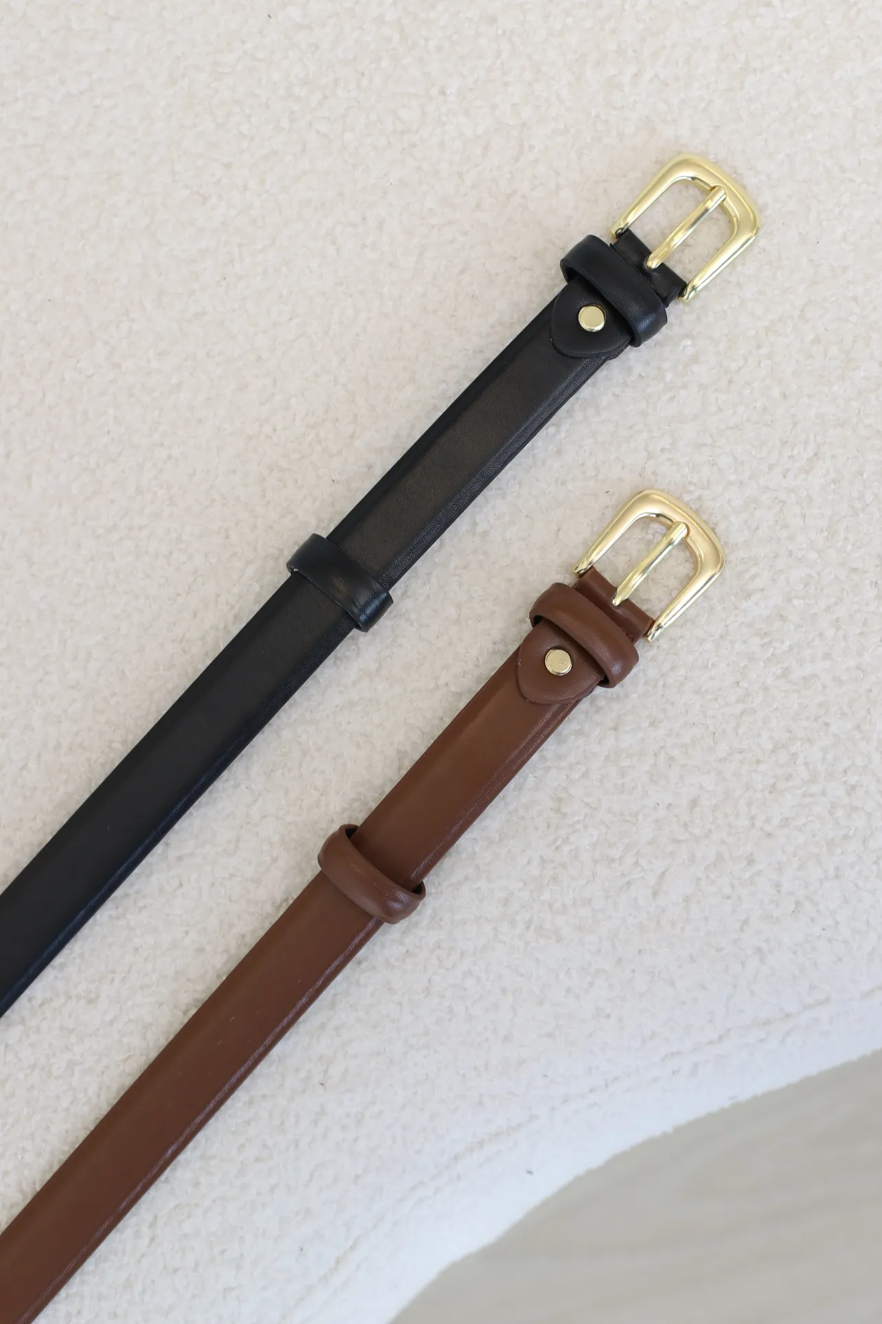Cruz PU Leather Gold Buckle Thin Belt Set - Black/Brown>Salty Crush Hot