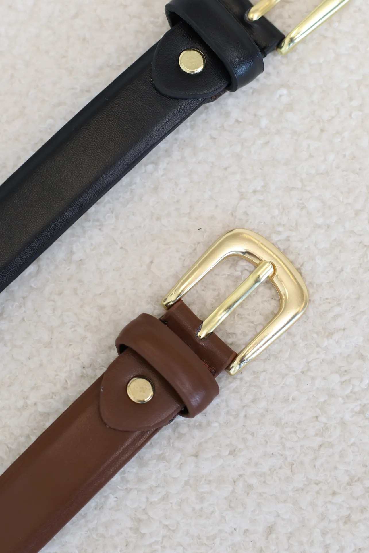 Cruz PU Leather Gold Buckle Thin Belt Set - Black/Brown>Salty Crush Hot
