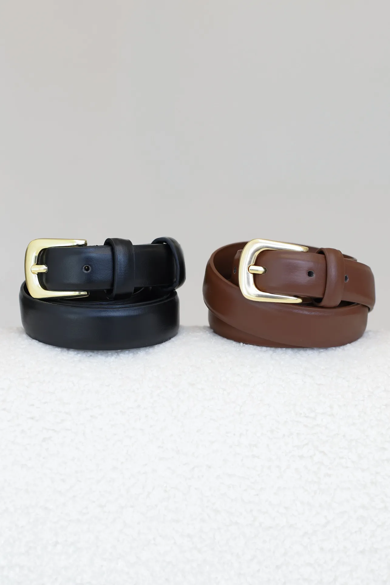 Cruz PU Leather Gold Buckle Thin Belt Set - Black/Brown>Salty Crush Hot