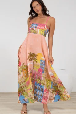 Danica Maxi Dress - Adjustable Spaghetti Strap Sun Dress in Tullia Print><noscript><img width=