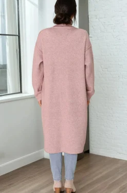 Davie Cardigan - Collared Button Down Coatigan in Pink><noscript><img width=