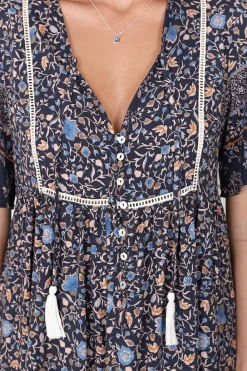 Delany Mini Dress - Short Sleeve Baby Doll Dress in Floral Print><noscript><img width=