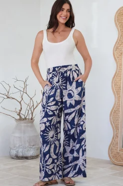 Dudah Pants - High Waisted Wide Leg Pants in Moonshadow Print>Salty Crush New