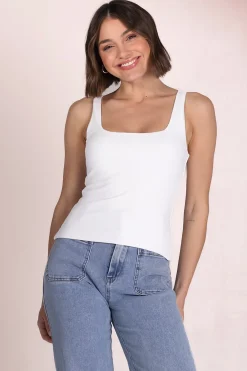 Edie Singlet - Square Neckline Double Layered Singlet in White><noscript><img width=